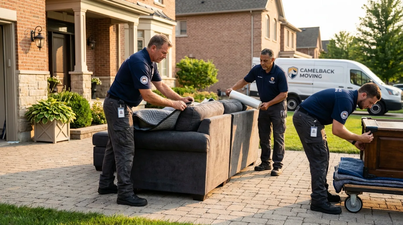 Large estate moving crew wrapping furniture in Lincoln, AR
